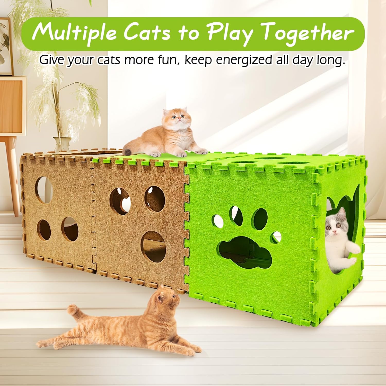 Hot Sale Large Cat Bed & Cave Foldable Cozy Felt Material Scratch Resistant Tunnel for Multiple Pets
