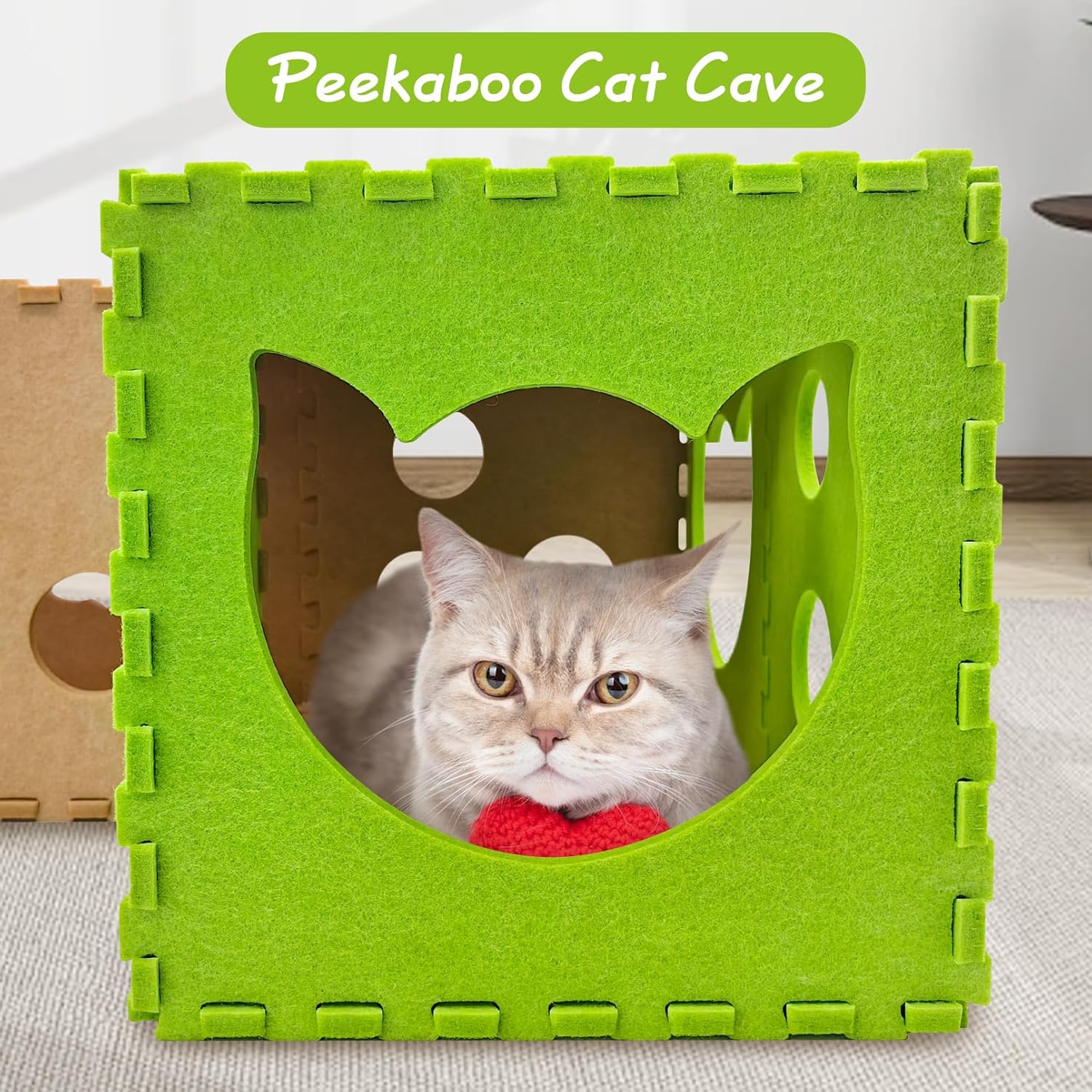 Hot Sale Large Cat Bed & Cave Foldable Cozy Felt Material Scratch Resistant Tunnel for Multiple Pets