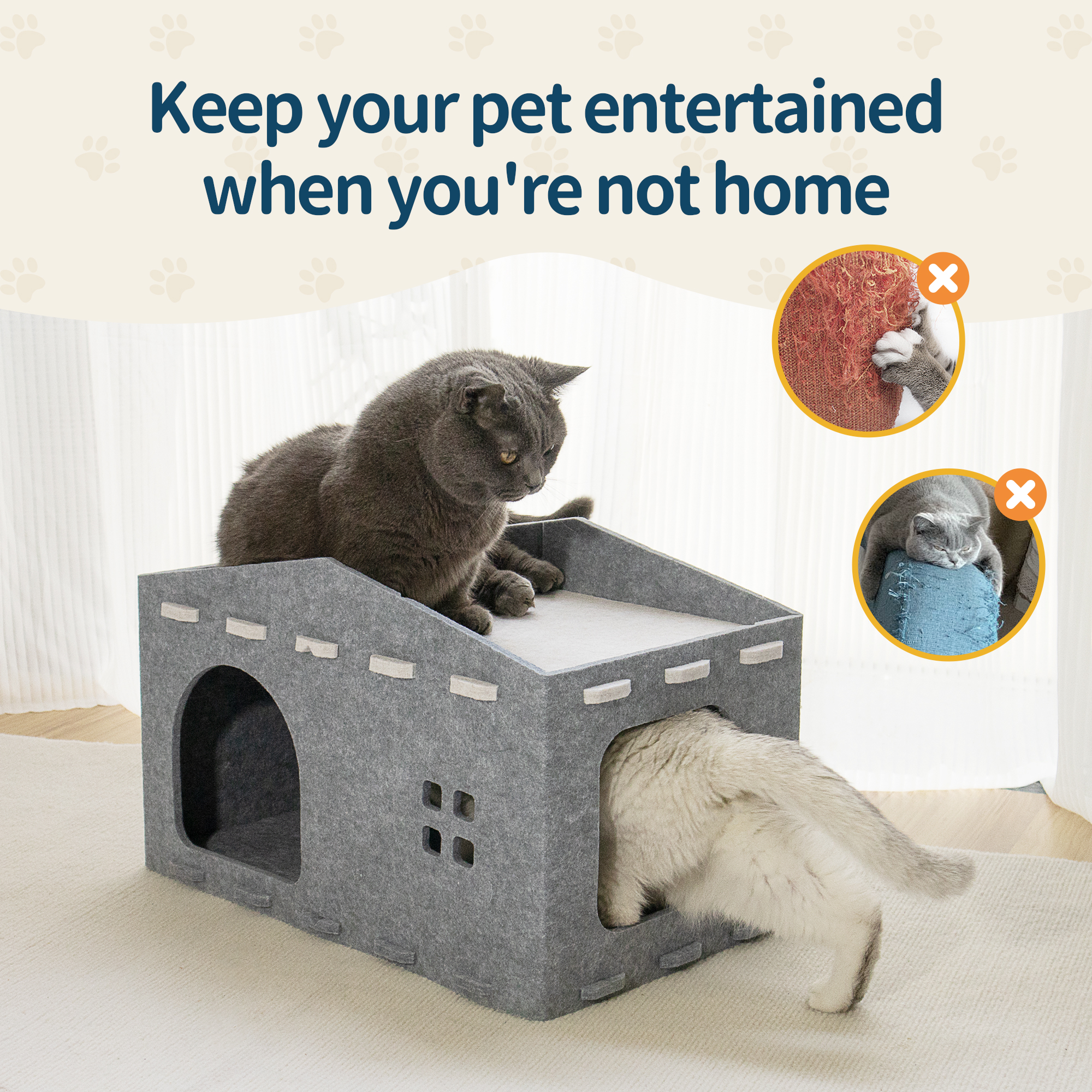 Wholesale Eco-Friendly Polyester Felt Cat Cave Scratch Resistant REACH Compliant Custom Size