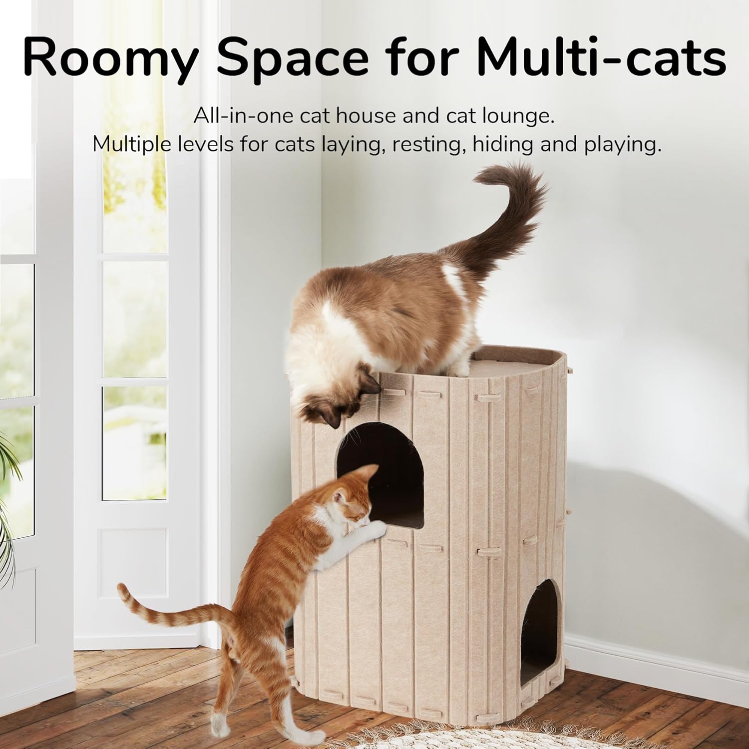 Bulk Discount Deal Durable Cozy Foldable Polyester Felt Material Large Cat Bed & Cave for Indoor Kittens Multiple Pets Playing in Scratch Resistant Hideaway Tunnel, ISO9001 Certified OEM Packaging