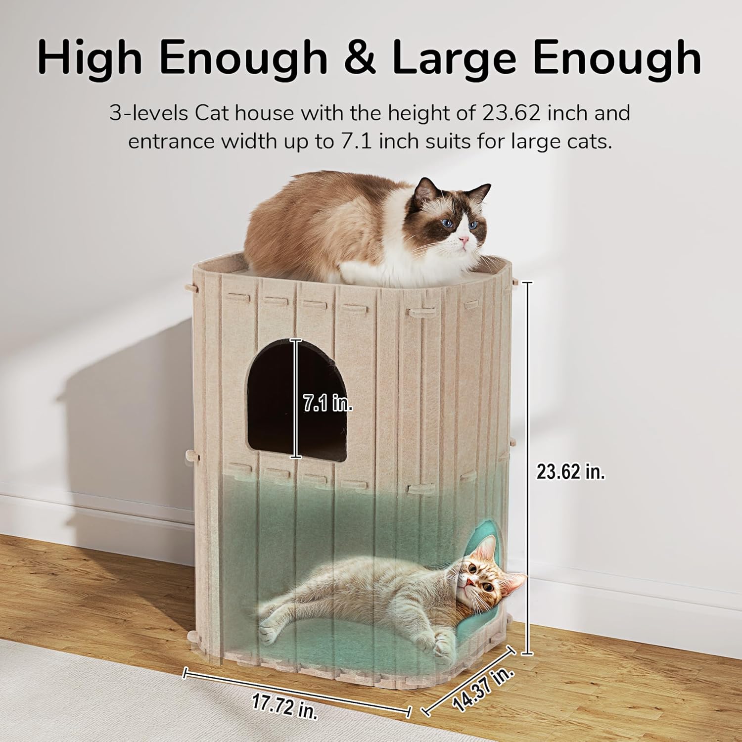 Bulk Discount Deal Durable Cozy Foldable Polyester Felt Material Large Cat Bed & Cave for Indoor Kittens Multiple Pets Playing in Scratch Resistant Hideaway Tunnel, ISO9001 Certified OEM Packaging