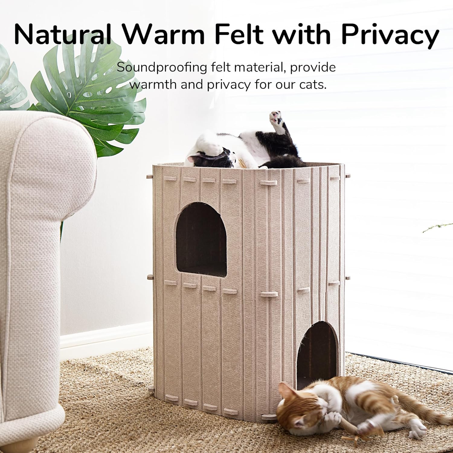 Bulk Discount Deal Durable Cozy Foldable Polyester Felt Material Large Cat Bed & Cave for Indoor Kittens Multiple Pets Playing in Scratch Resistant Hideaway Tunnel, ISO9001 Certified OEM Packaging