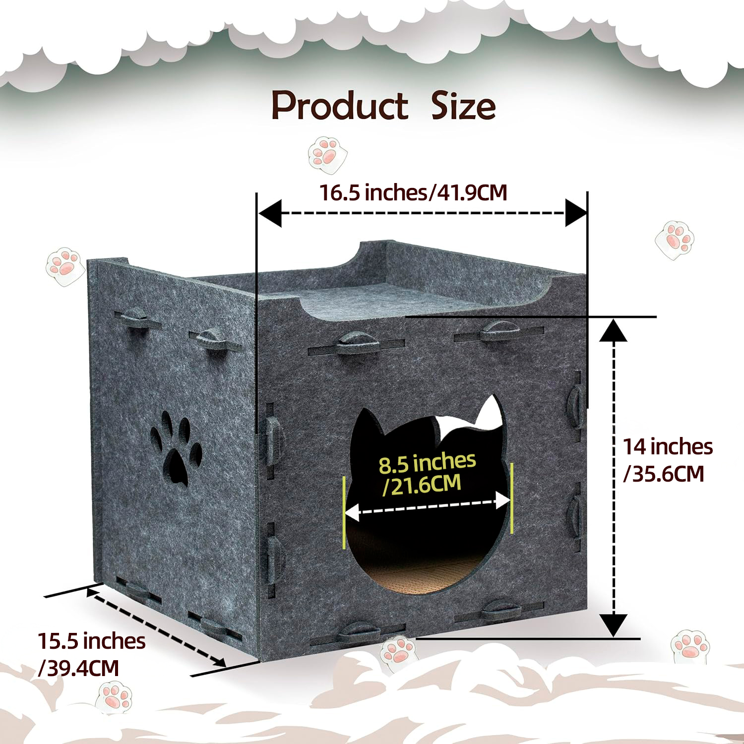 Factory Direct Premium Cozy Foldable Polyester Felt Material Large Cat Bed & Cave for Indoor Kittens Multiple Pets Playing with Scratch Resistant Hideaway Tunnel, BSCI Audited OEM/Custom Logo