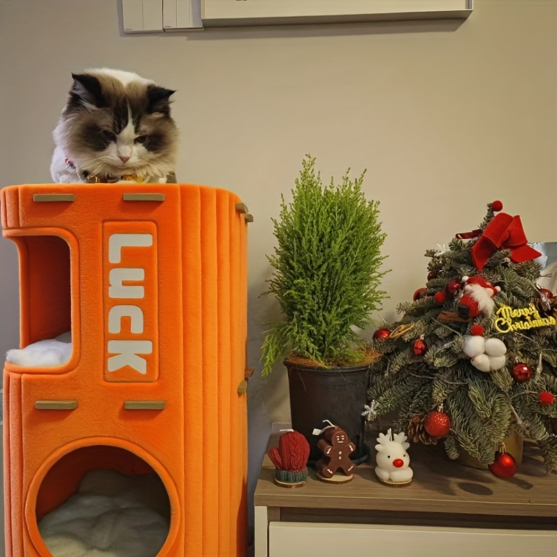 Ulike Eco-Friendly Durable All-Season Rectangle Foldable Cat Bed Cave Multi-Layer Three-Dimensional Wool Removable Carton