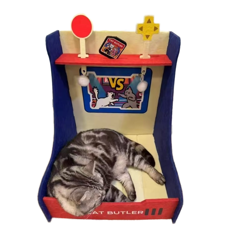 Arcade Style Wool Cat Bed Cave Customizable Game Controls VS Design Indoor Cats Eco Friendly All Seasons Pet Shelter Box Carton