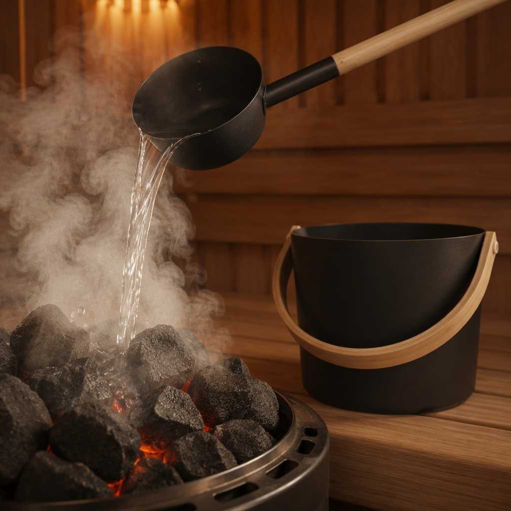 Ulike Sleek Black Aluminum Sauna Set Soft-Touch Ladle and 10L European Style Bucket for Traditional Steam Rooms Custom Logo