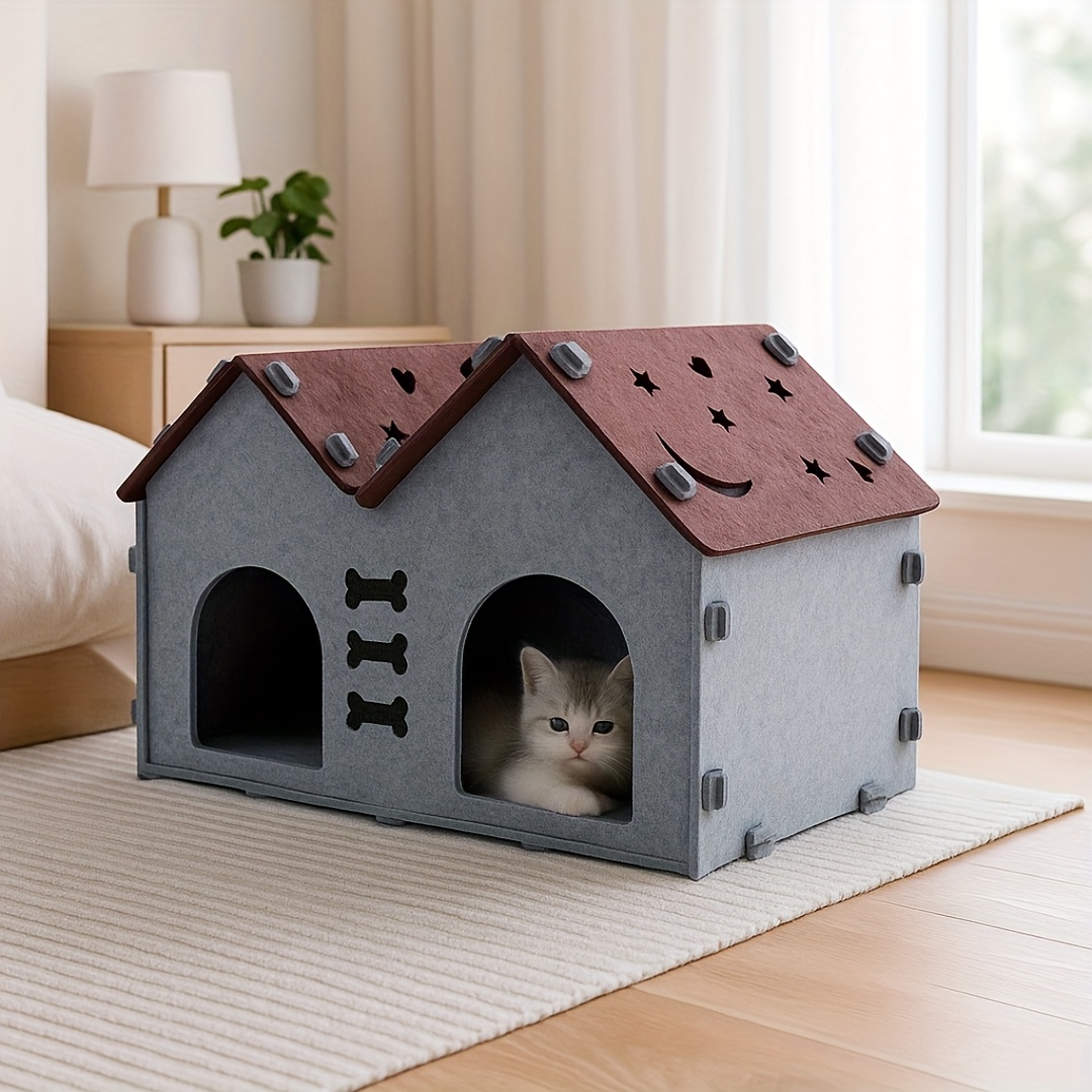 Multifunctional Rectangle Eco-Friendly Foldable Portable Cat Bed Cave Pet Cage Scratching Board Wool Indoor Outdoor Play Carton