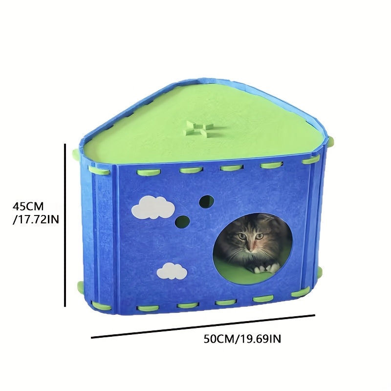 Customizable Eco-Friendly Foldable Modular Wool Cat Bed Cave Stackable Interlocking Comfortable Portable Removable Washable Pet
