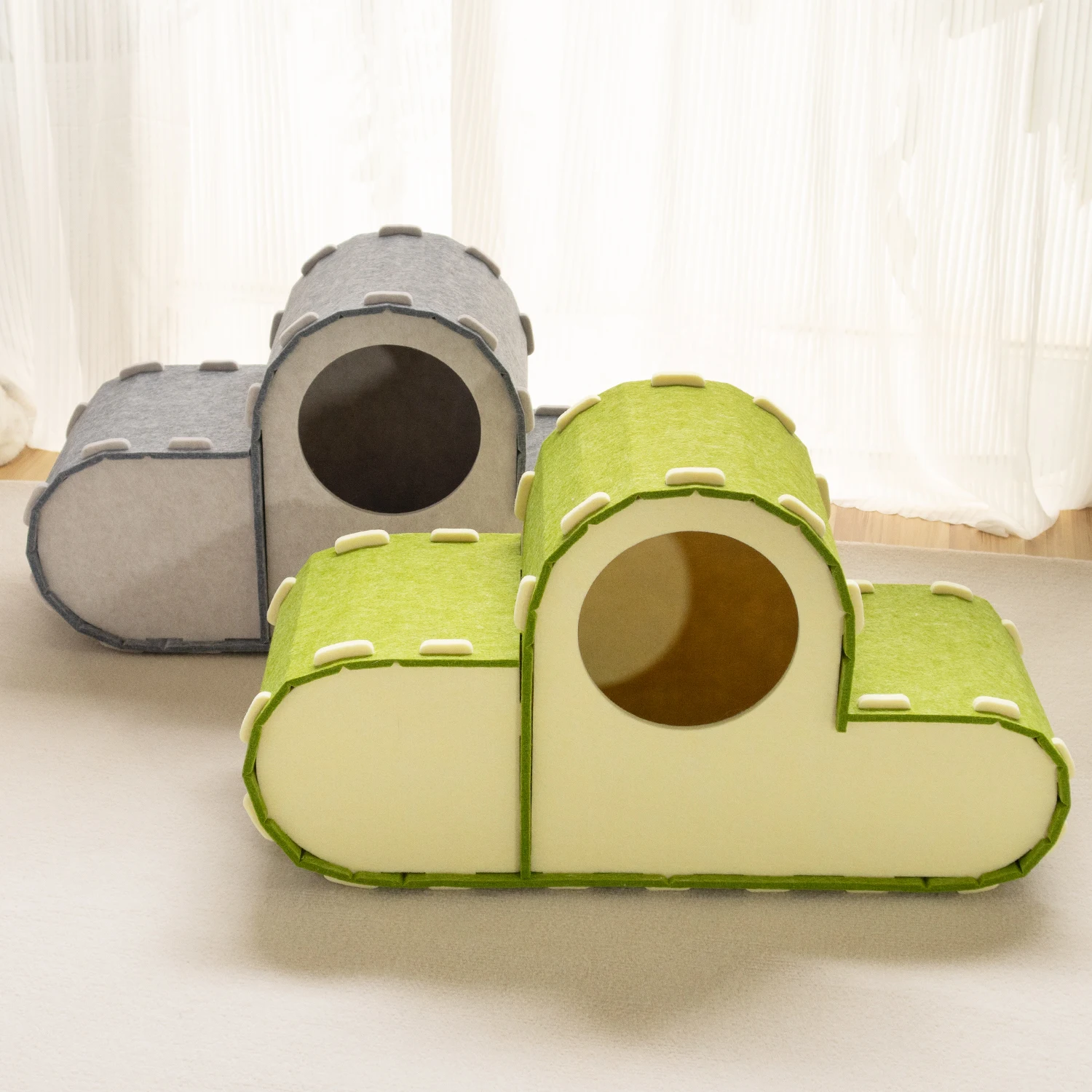 Multifunctional Foldable Portable Wool Hexagonal Cat Tunnel Bed Scratching Board Indoor Play Rest Claw Sharpening Removable