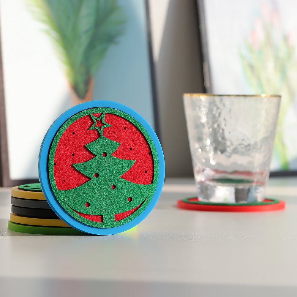 Various Shapes Eco-Friendly Cotton Linen Mats & Pads Set Placemat and Cup Coaster for Home, Office or Café