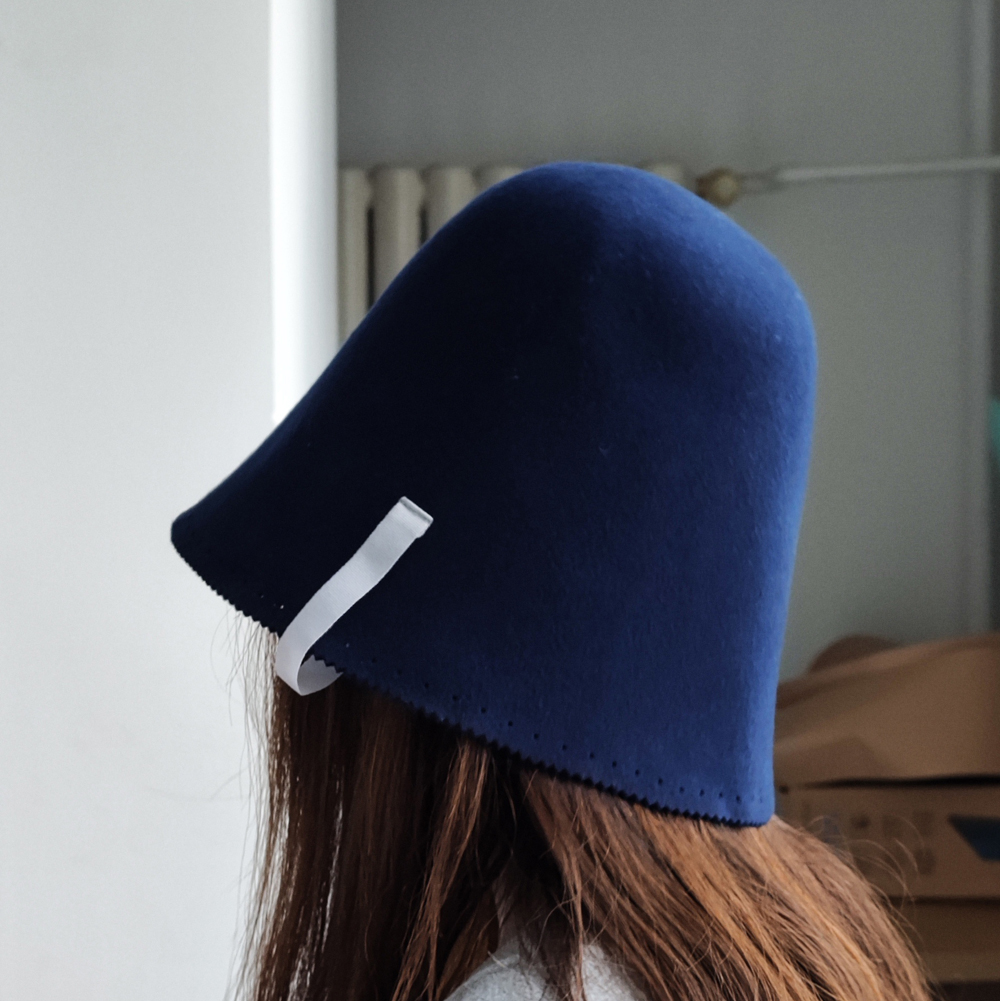 Men and Women's Wool Felt Bucket Sauna Hat Cute Thermal Shower Cap for Hair Protection Heat Resistant
