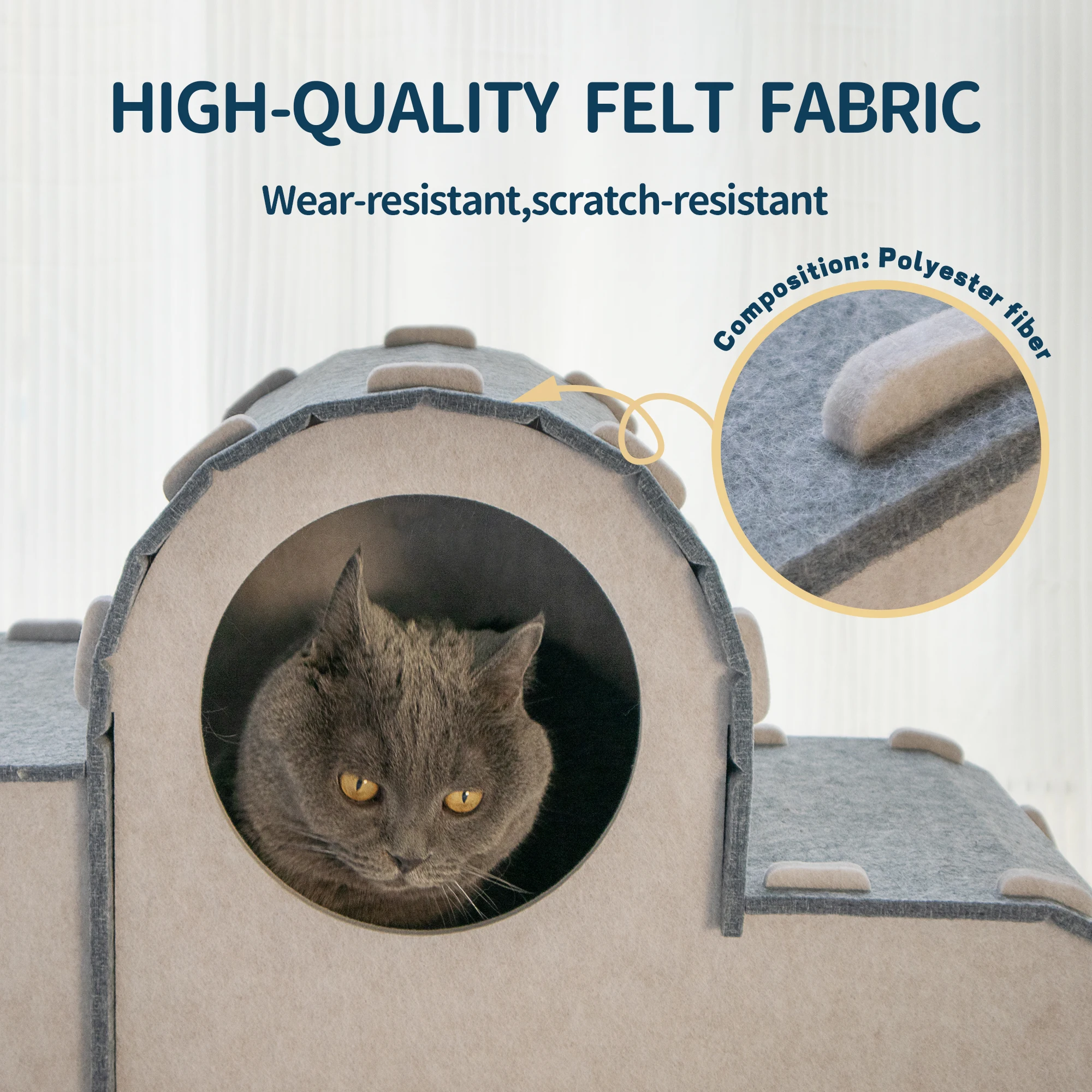 Multifunctional Foldable Portable Wool Hexagonal Cat Tunnel Bed Scratching Board Indoor Play Rest Claw Sharpening Removable