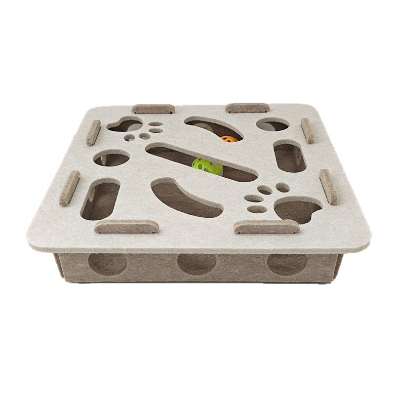 Interactive Felt Cat Puzzle Maze Toy with Ball Track