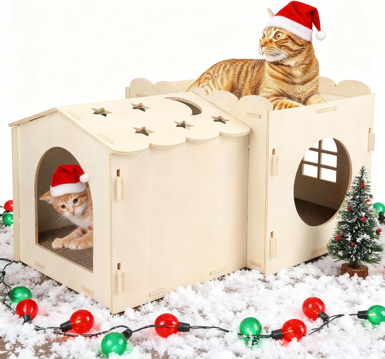 Felt Double Room Cat House with Scratcher Boards