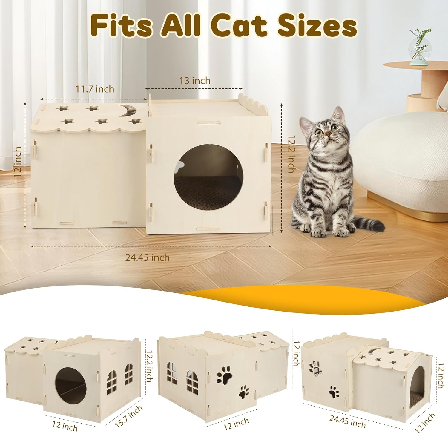 Felt Double Room Cat House with Scratcher Boards