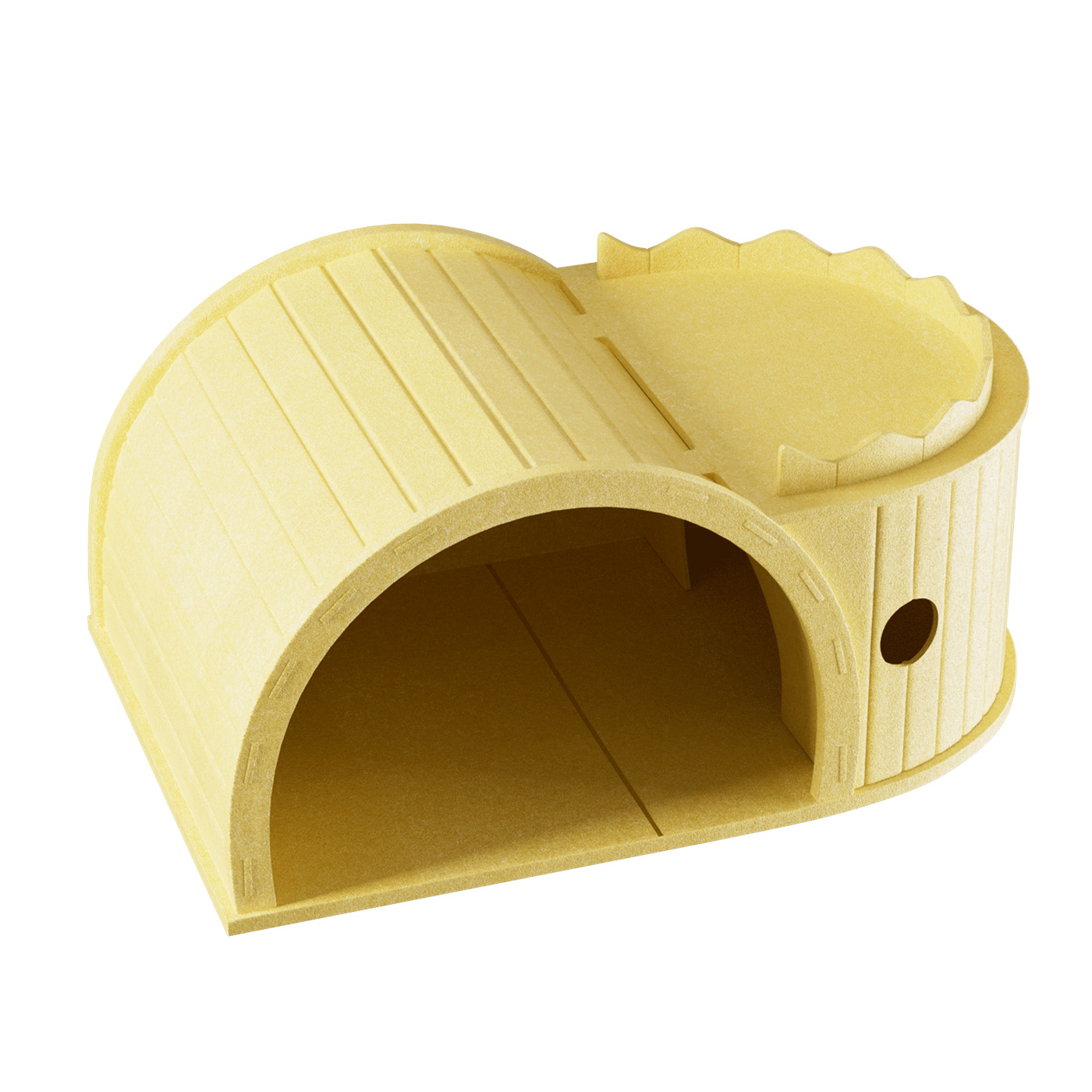 Semi-Enclosed Felt Cat Bed Tunnel with Top Perch