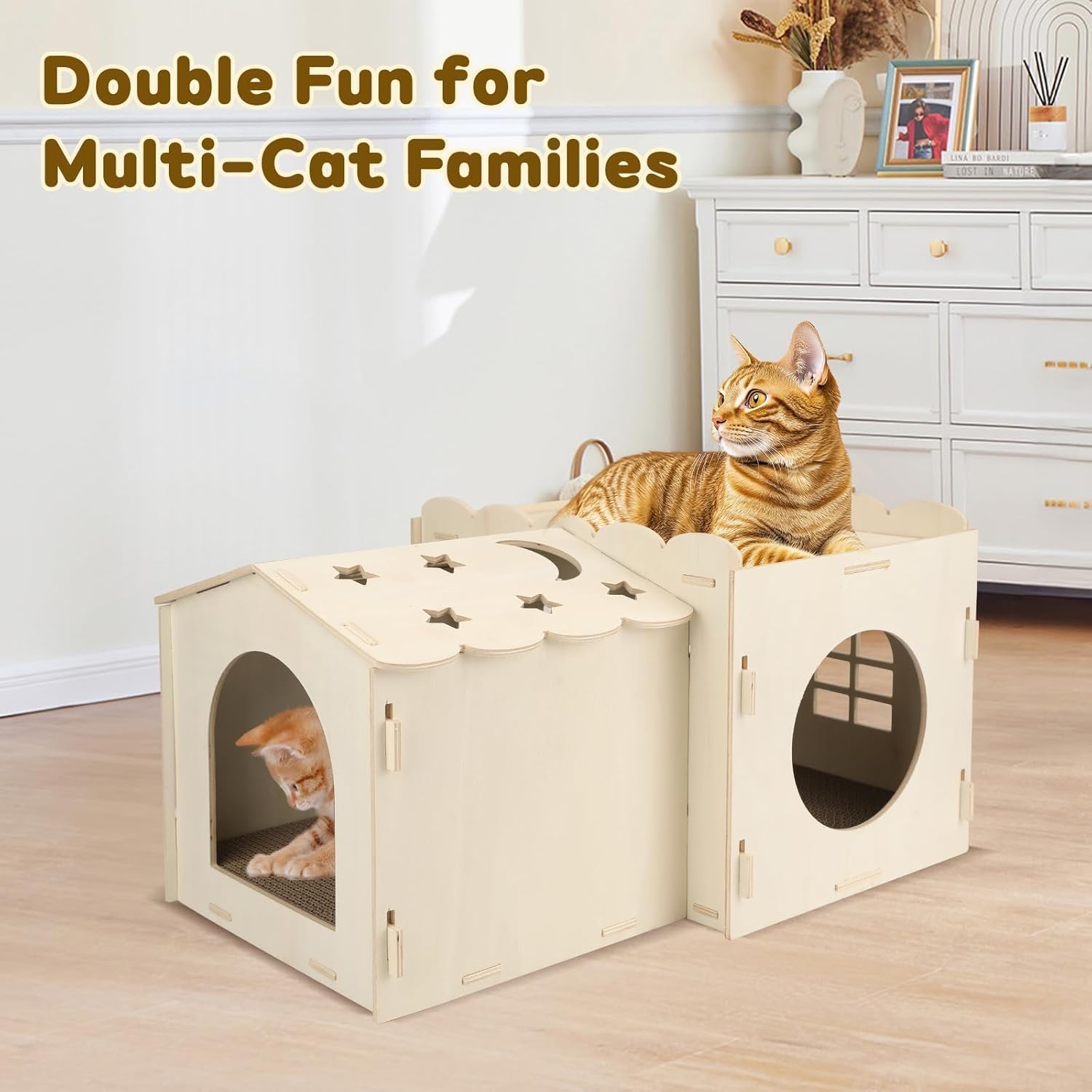 Felt Double Room Cat House with Scratcher Boards