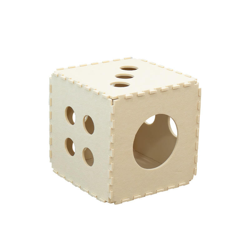 Cube Felt Cat Cave Bed with Multiple Holes for Play