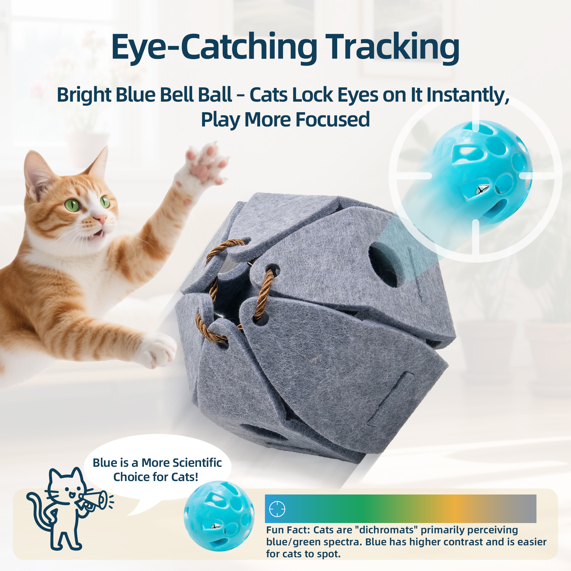 Foldable Felt Cat Puzzle Ball with Bell & Peek Holes