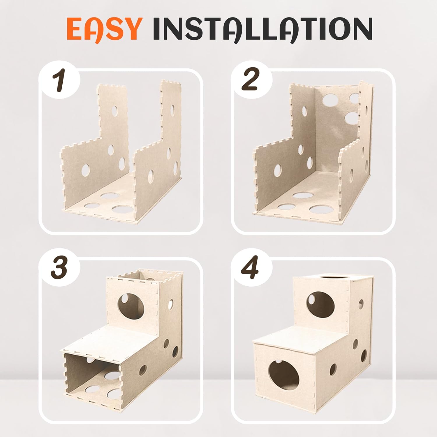 DIY Modular Felt Cat Maze - Extensible Tunnel System with Peek Holes, Stable Structure for Indoor Cats