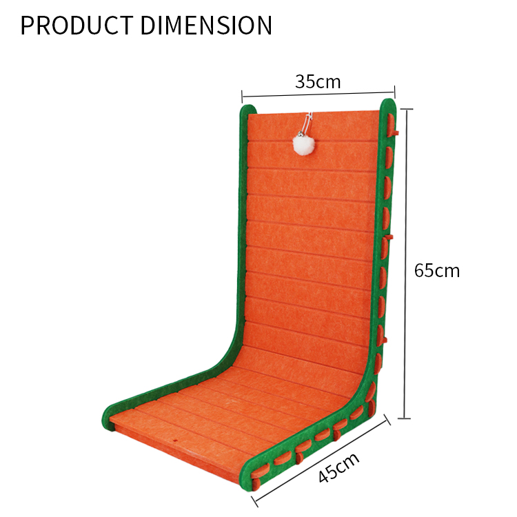L-Shaped Felt Cat Scratcher with Hanging Ball Toy