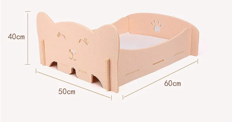 Cute Cat Ear Shaped Felt Pet Bed with Paw Print