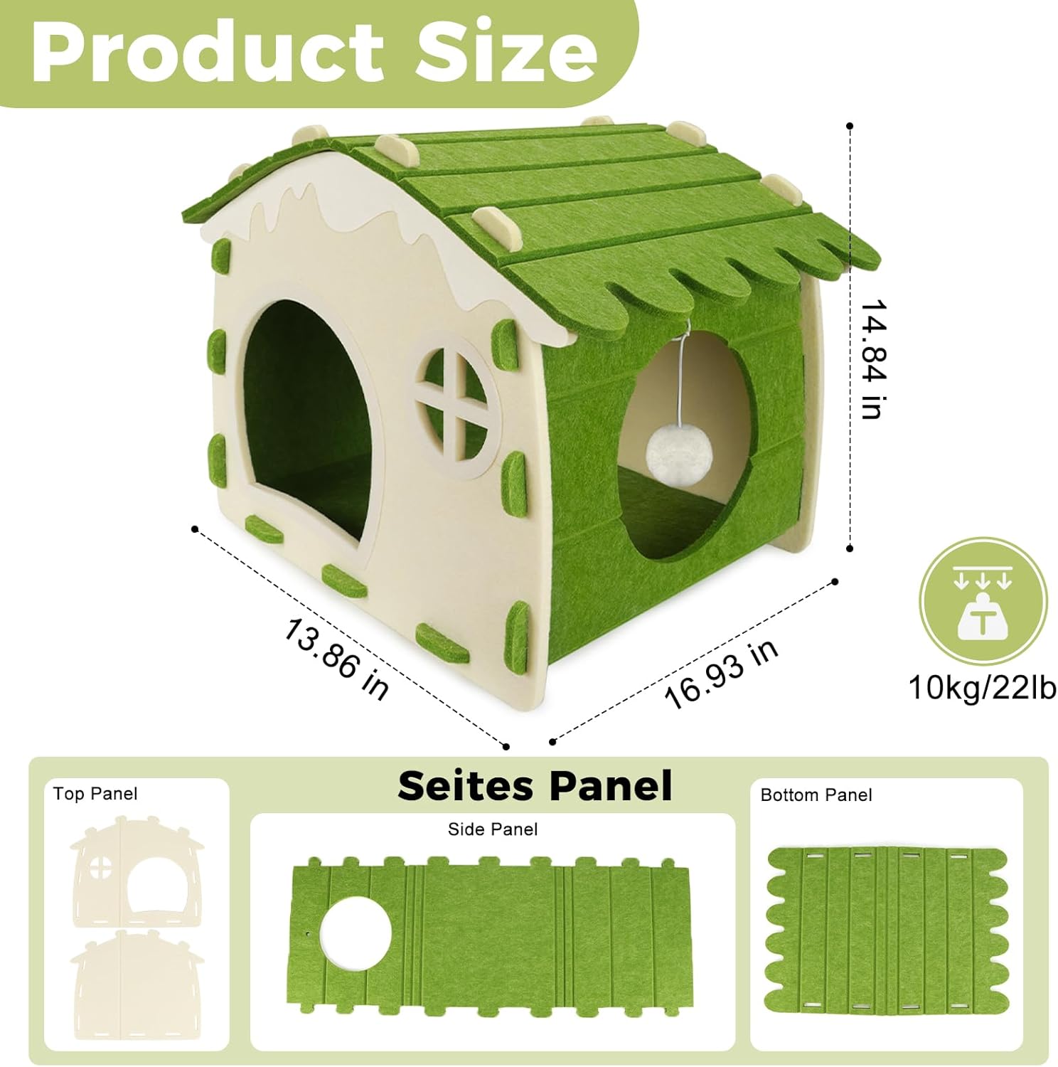 DIY Felt Cat House with Dual Entrance & Hanging Ball