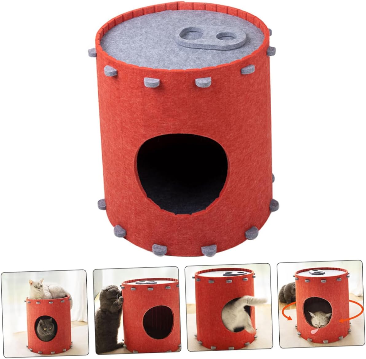 Cola Can Shaped Felt Cat House - Double Layer Large Space Detachable & Foldable Pet Bed