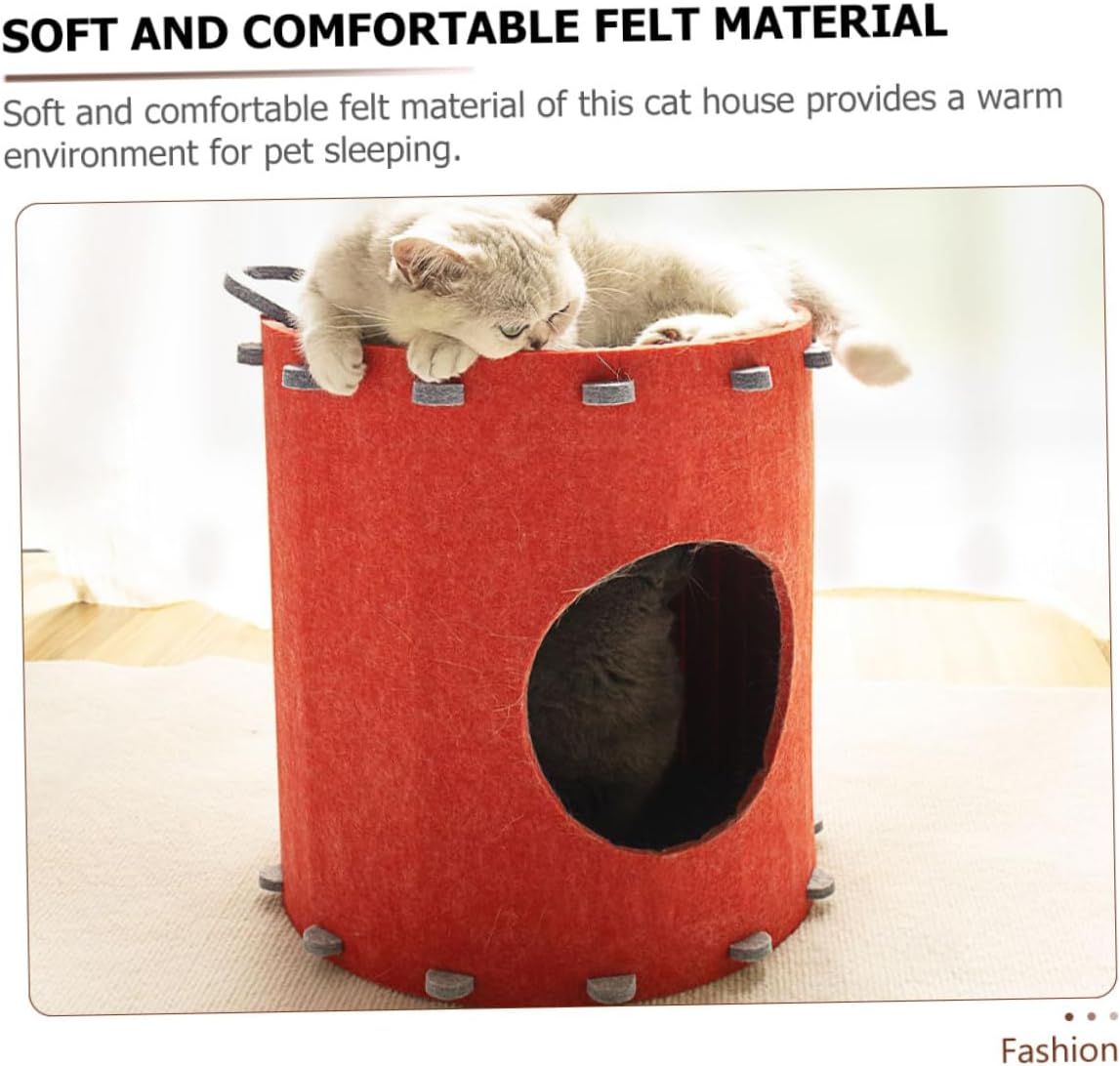 Cola Can Shaped Felt Cat House - Double Layer Large Space Detachable & Foldable Pet Bed