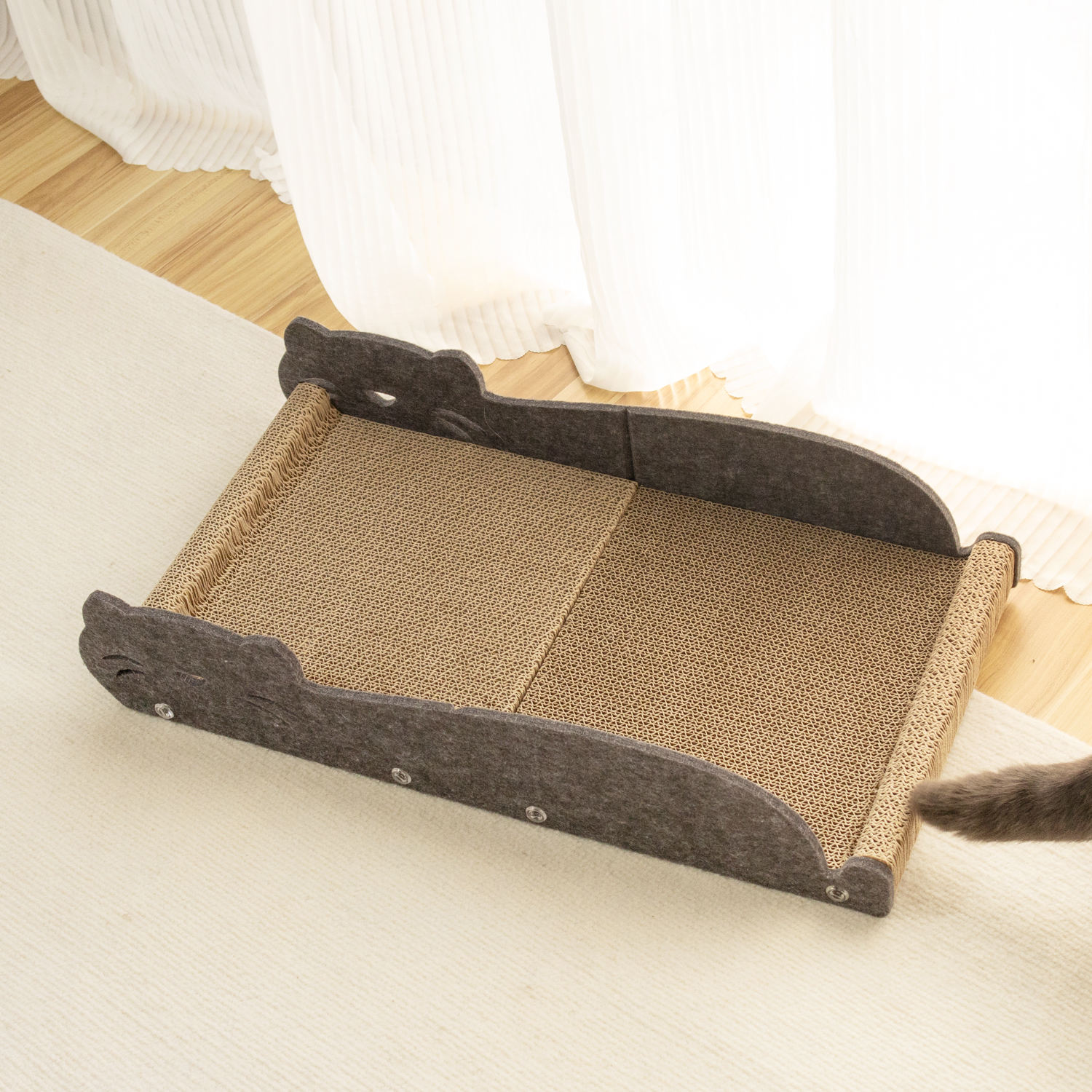 Cat Scratcher Bed with Felt Frame and Corrugated Board
