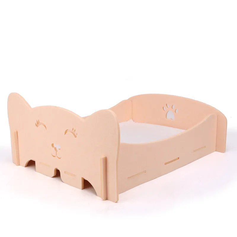 Cute Cat Ear Shaped Felt Pet Bed with Paw Print