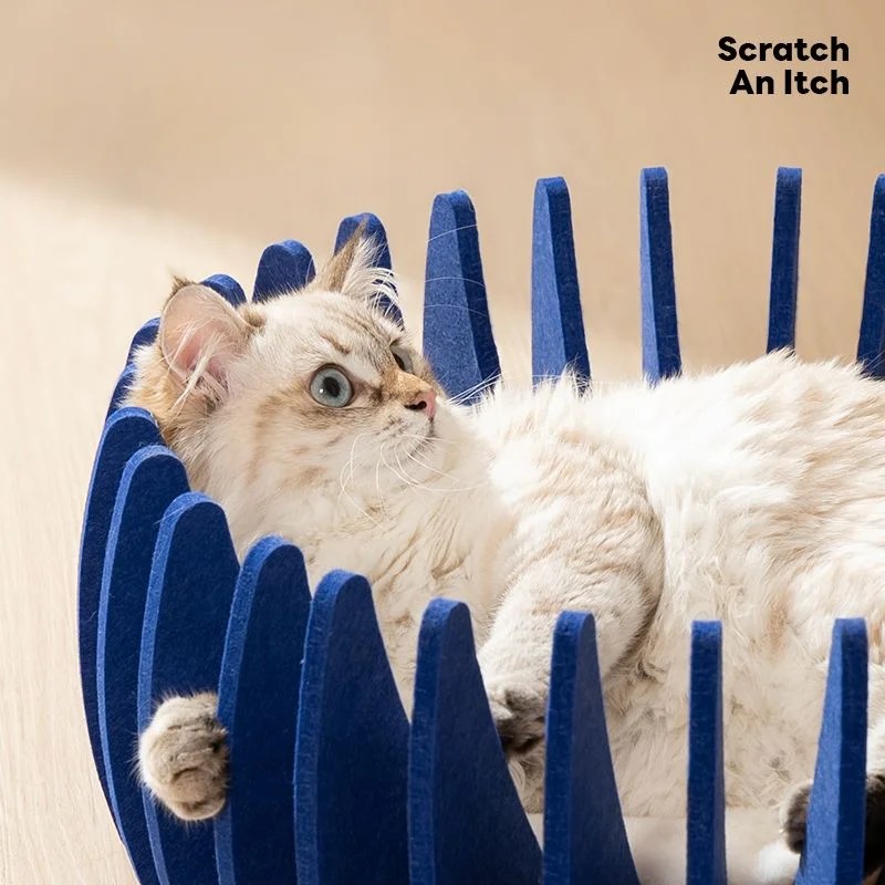 DIY Felt & Wood Cat Cave Bed with Hanging Ball Toy