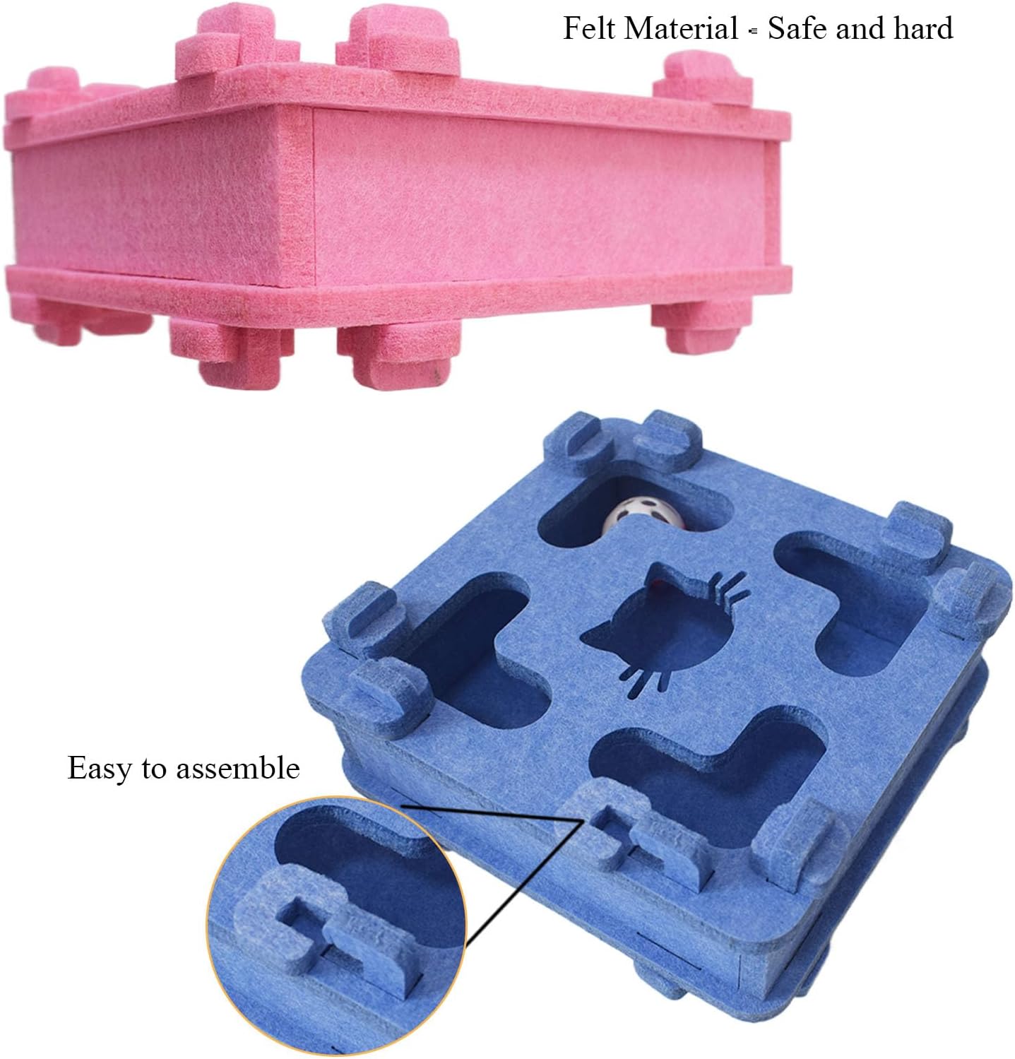 DIY Felt Cat Puzzle Toy with Maze Ball Track