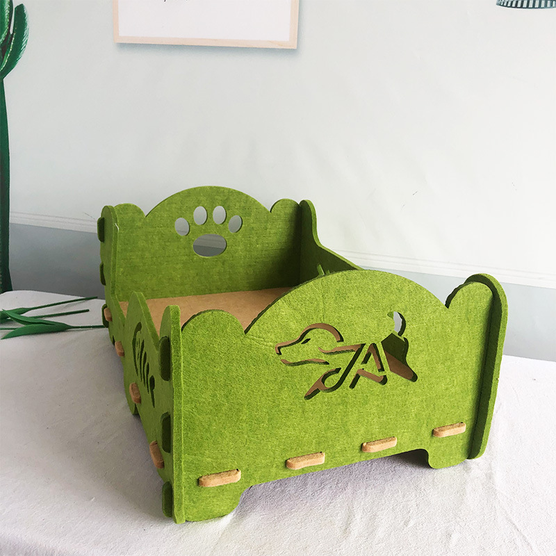 Single Layer Felt Cat Bed with Fishbone Design