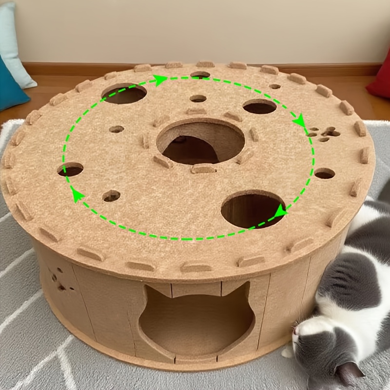 Large Round Felt Cat Cave Bed with Multiple Holes