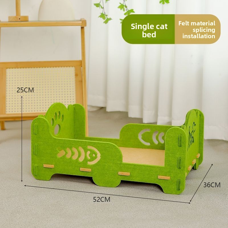 Single Layer Felt Cat Bed with Fishbone Design