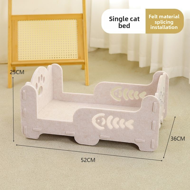 Single Layer Felt Cat Bed with Fishbone Design