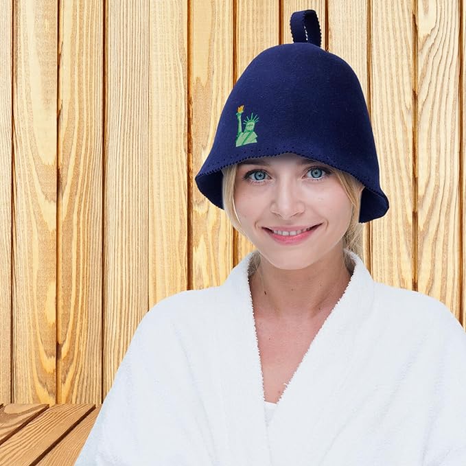 Handcraft Merino Wool Sauna Hat Checkered Felt Banya Hat Sauna Cap for Men Women to Protect Hair