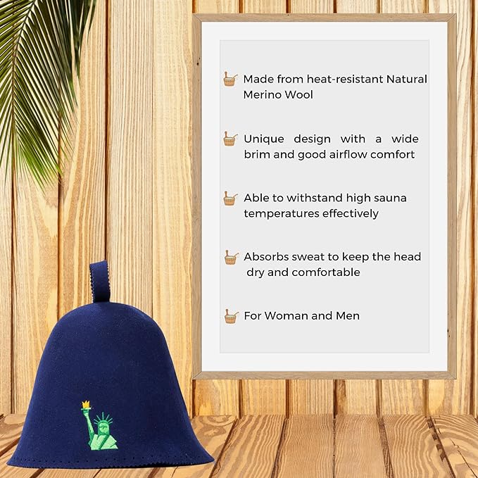 Handcraft Merino Wool Sauna Hat Checkered Felt Banya Hat Sauna Cap for Men Women to Protect Hair