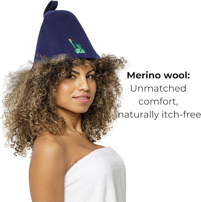 Handcraft Merino Wool Sauna Hat Checkered Felt Banya Hat Sauna Cap for Men Women to Protect Hair