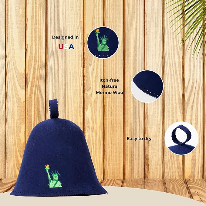 Handcraft Merino Wool Sauna Hat Checkered Felt Banya Hat Sauna Cap for Men Women to Protect Hair