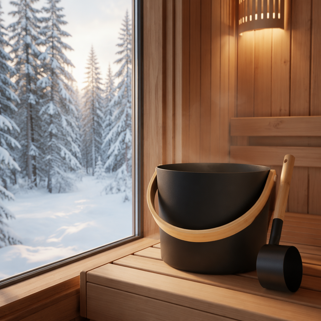 Ulike Sleek Black Aluminum Sauna Set Soft-Touch Ladle and 10L European Style Bucket for Traditional Steam Rooms Custom Logo