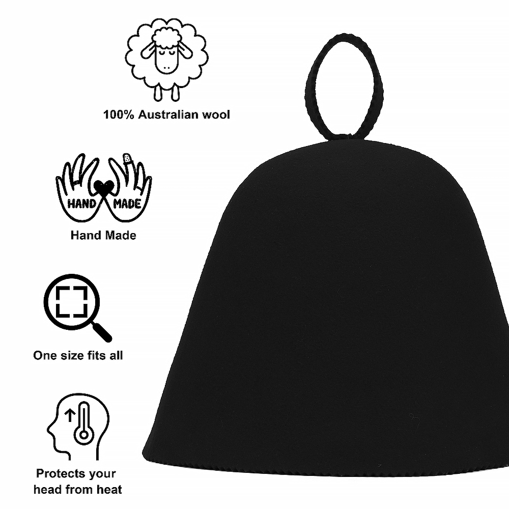 Brand Logo Added Merino Wool Felt Sauna Hat Support to Add Logo Hair Enhancing Shower Cap Protect Hair Sauna Hat