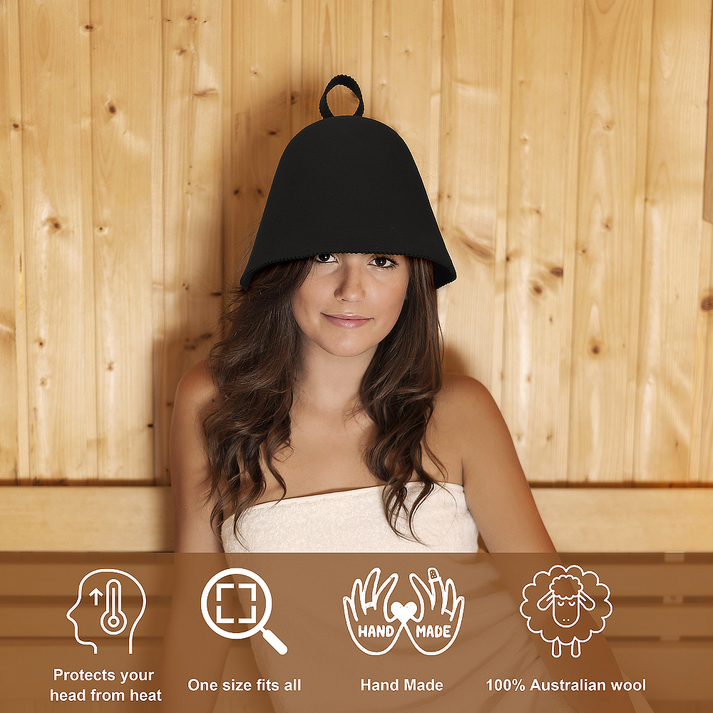 Brand Logo Added Merino Wool Felt Sauna Hat Support to Add Logo Hair Enhancing Shower Cap Protect Hair Sauna Hat