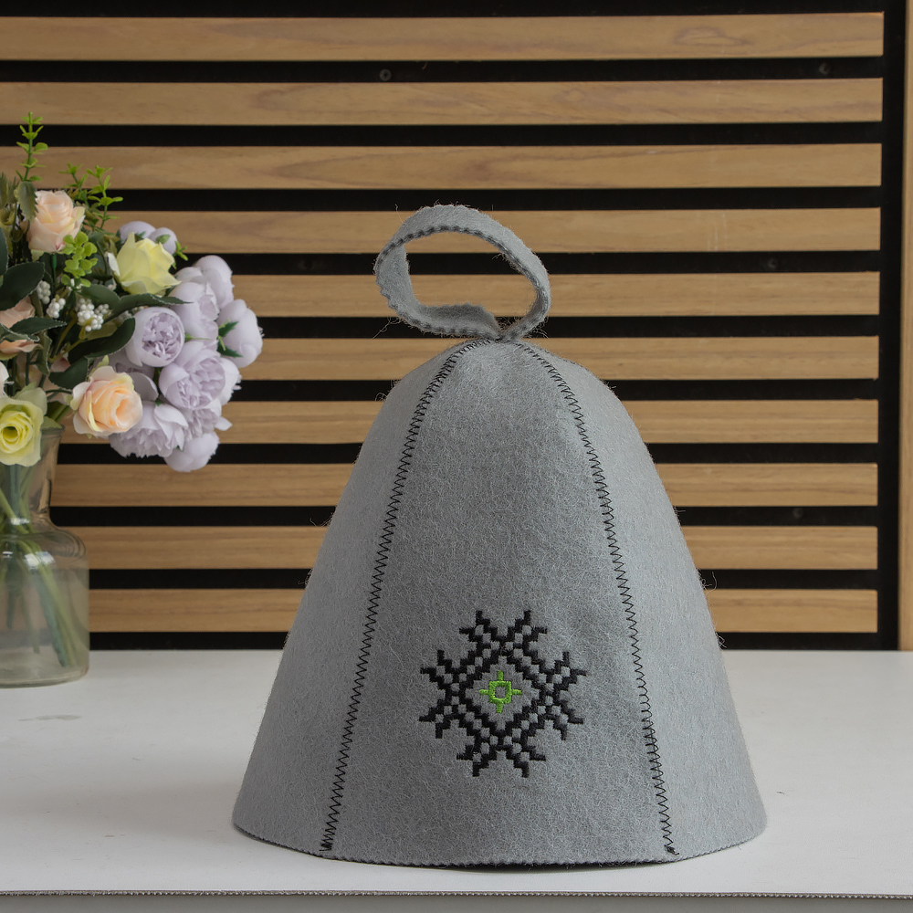 Premium 100% Wool Sauna Hat Eco-Friendly Reusable Luxury Wellness Cap for Men Women Custom Logo Embroidery Available Shower Caps