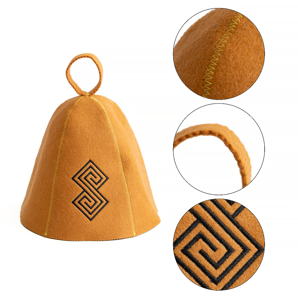 Premium 100% Wool Sauna Hat Eco-Friendly Reusable Luxury Wellness Cap for Men Women Custom Logo Embroidery Available Shower Caps