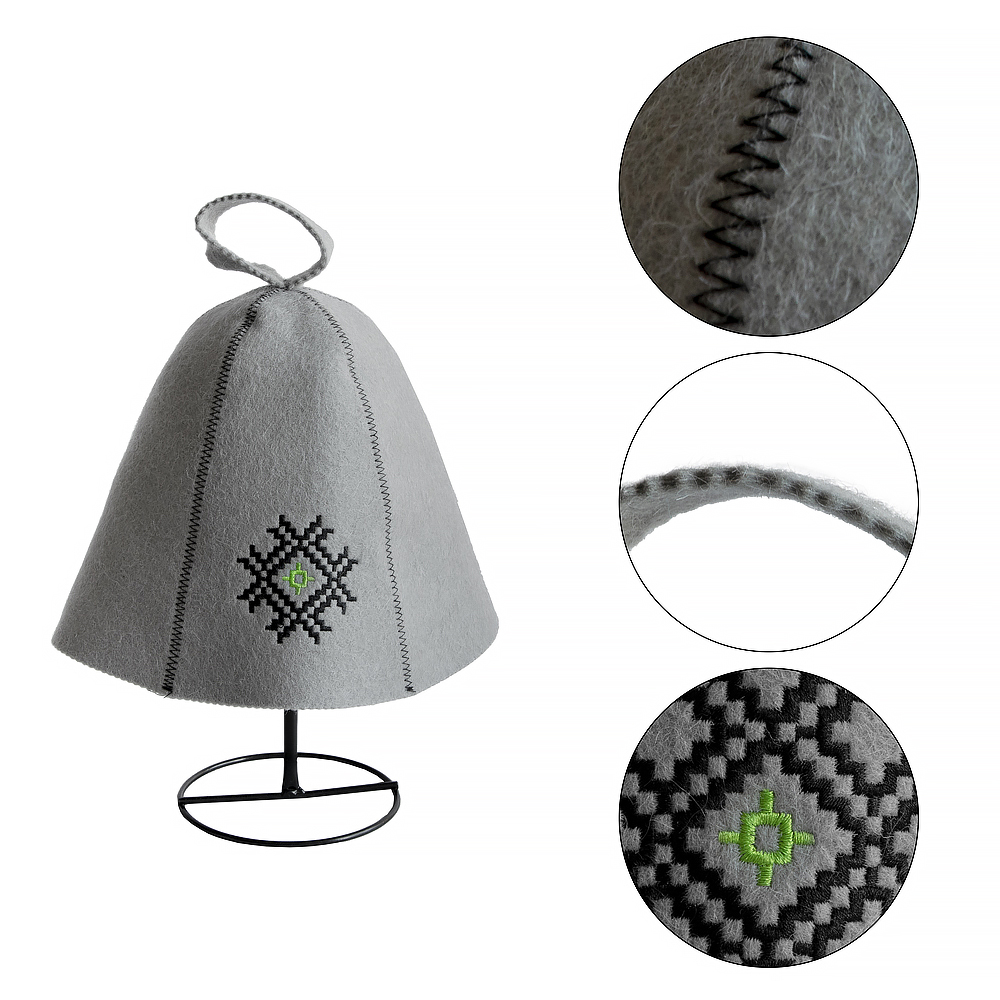 Premium 100% Wool Sauna Hat Eco-Friendly Reusable Luxury Wellness Cap for Men Women Custom Logo Embroidery Available Shower Caps