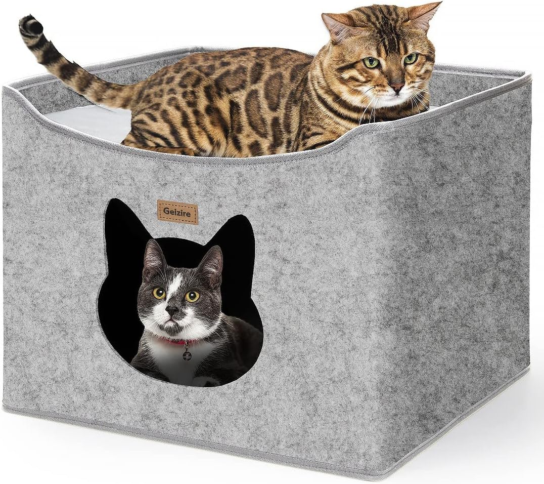 Custom Rectangle 2 Layer Durable High Quality Sustainable Cat Bed Small Folding Felt Pet Cat Nest with Button Closure