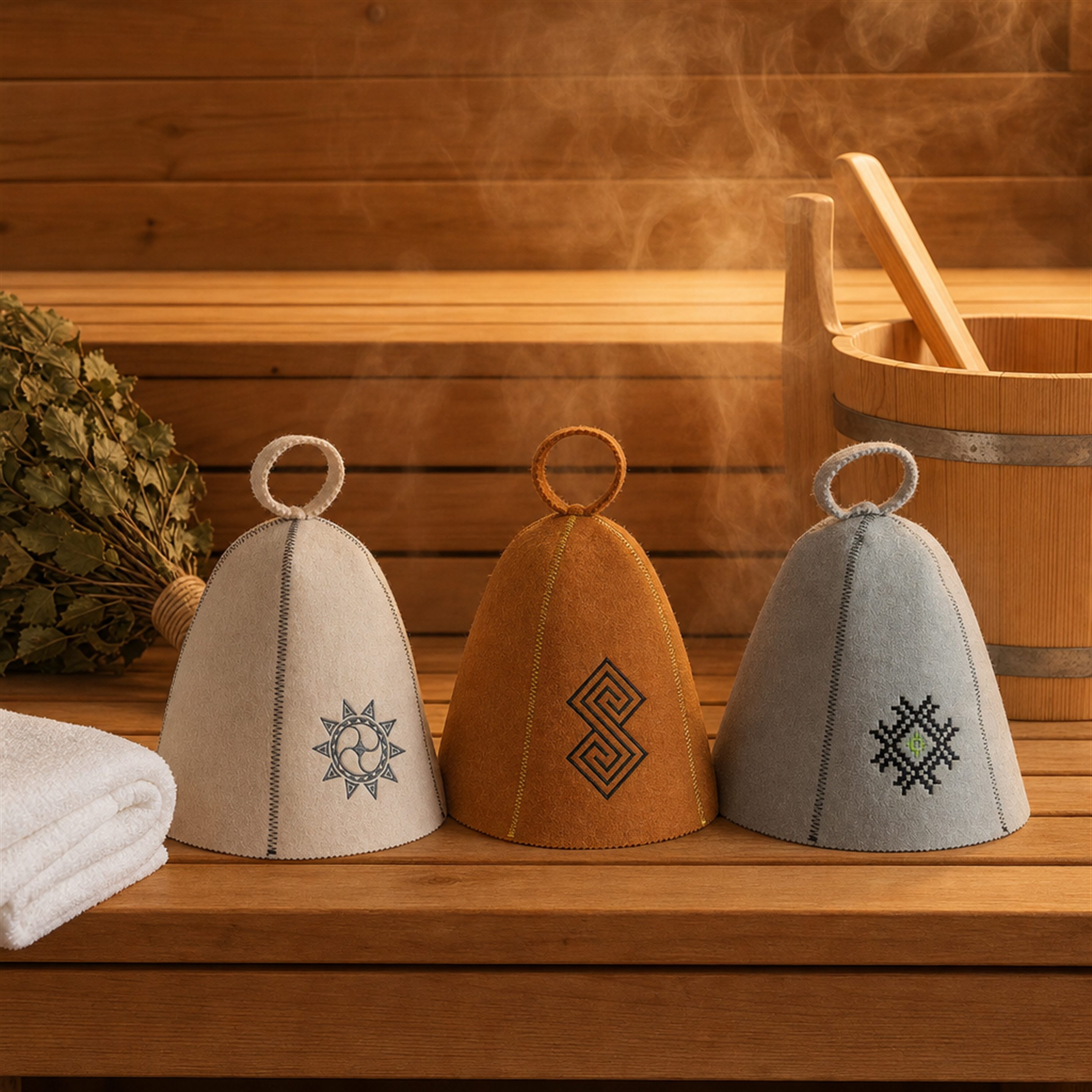 Premium 100% Wool Sauna Hat Eco-Friendly Reusable Luxury Wellness Cap for Men Women Custom Logo Embroidery Available Shower Caps