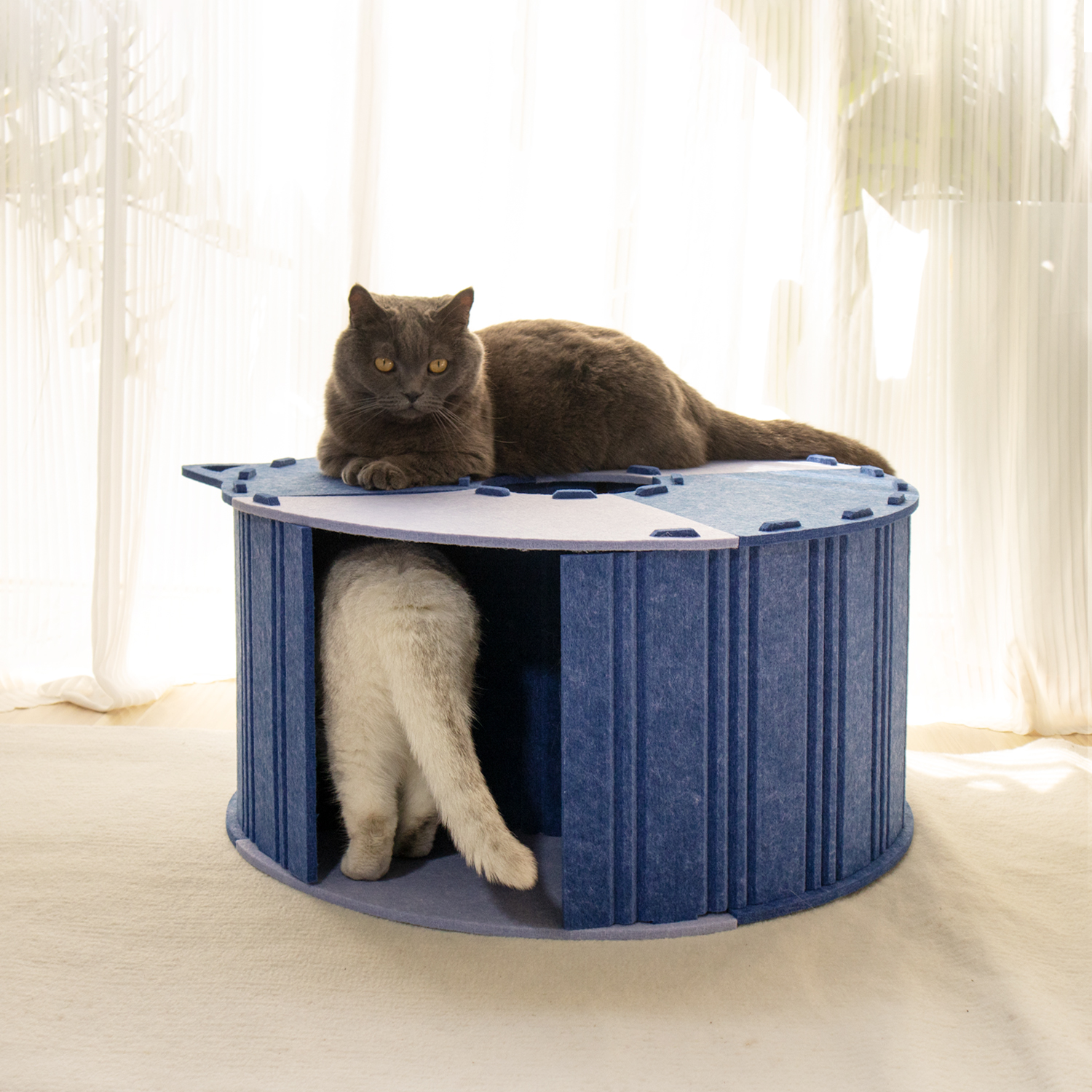 Modular Felt Dog Cat House Super Large Platform Stackable Foldable Removable Washable for Two Dogs/Cats Customizable Eco Pet